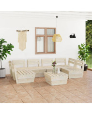 Salon de jardin palette 7 pcs Bois d'épicéa imprégné | Mobilier & Déco