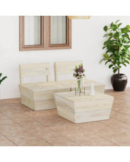 Salon de jardin palette 3 pcs Bois d'épicéa imprégné | Mobilier & Déco