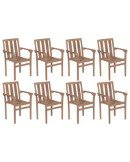 Chaises de jardin empilables lot de 8 Bois de teck solide | Mobilier & Déco