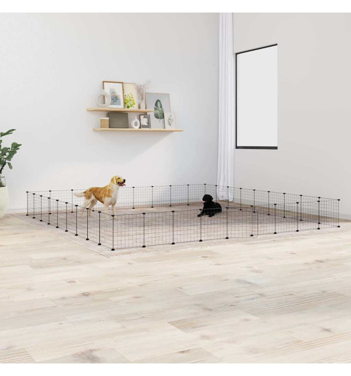 Cage animaux de compagnie à 36 panneaux et porte Noir 35x35 cm | Mobilier & Déco