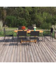 Ensemble à manger de jardin 7 pcs Résine tressée Noir | Mobilier & Déco