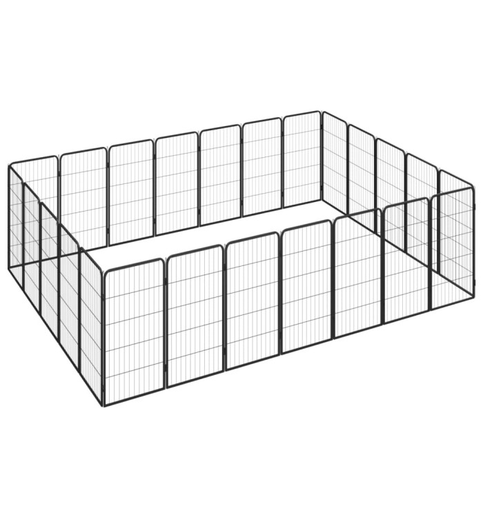 Parc pour chien 24panneaux Noir 50x100cm Acier enduit de poudre | Mobilier & Déco