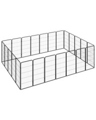 Parc pour chien 24panneaux Noir 50x100cm Acier enduit de poudre | Mobilier & Déco