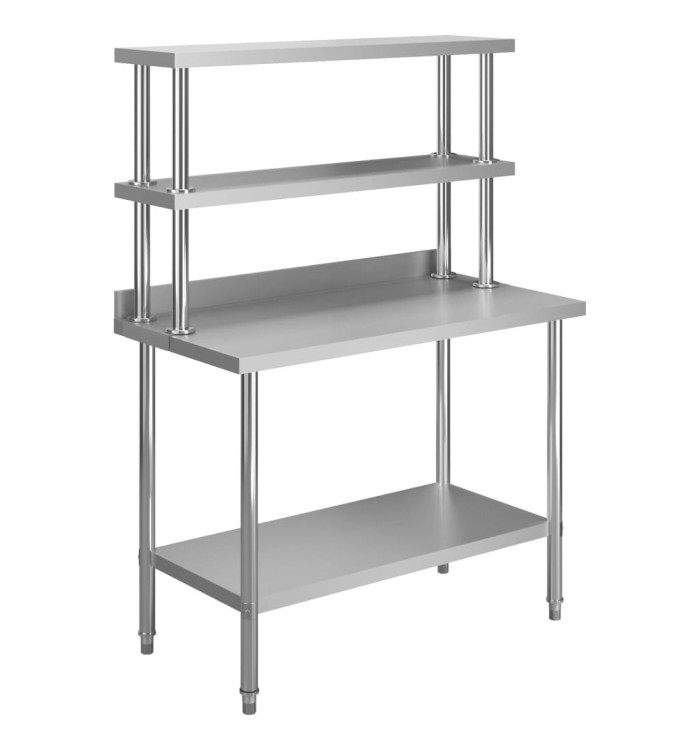Table de travail de cuisine avec étagère 120x60x150 cm Inox | Mobilier & Déco
