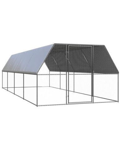 Poulailler d'extérieur 3x8x2 m Acier galvanisé | Mobilier & Déco