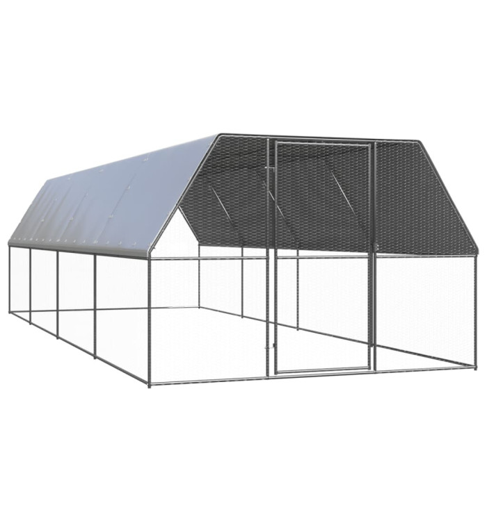 Poulailler d'extérieur 3x8x2 m Acier galvanisé | Mobilier & Déco