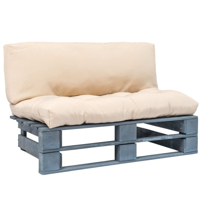 Canapé de jardin palette avec coussins sable Pinède | Mobilier & Déco