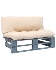 Canapé de jardin palette avec coussins sable Pinède | Mobilier & Déco