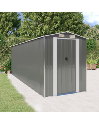 Abri de jardin Gris clair 192x606x223 cm Acier galvanisé | Mobilier & Déco