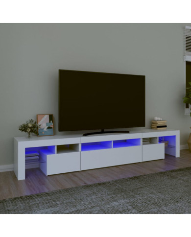 Meuble TV avec lumières LED Blanc 230x36,5x40 cm | Mobilier & Déco