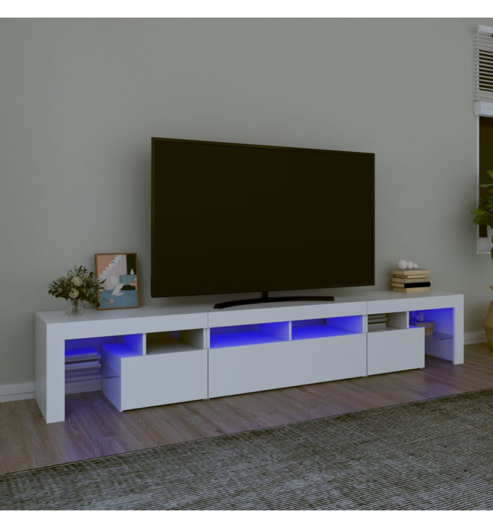 Meuble TV avec lumières LED Blanc 230x36,5x40 cm | Mobilier & Déco