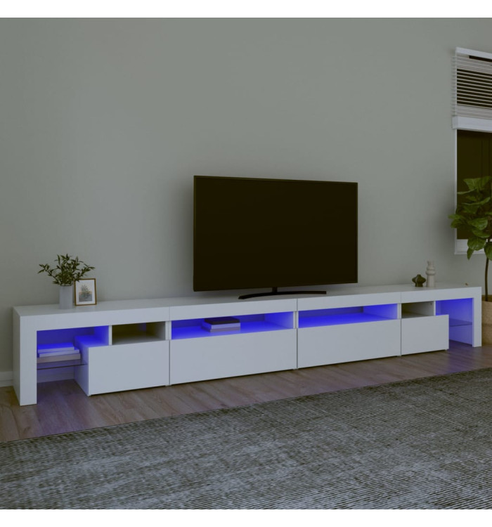 Meuble TV avec lumières LED Blanc 290x36,5x40 cm | Mobilier & Déco