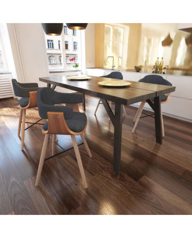 Chaises à manger lot de 4 gris foncé bois courbé et tissu | Mobilier & Déco