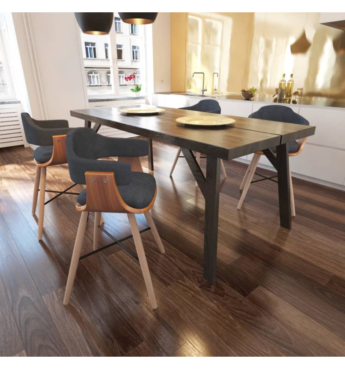 Chaises à manger lot de 4 gris foncé bois courbé et tissu | Mobilier & Déco