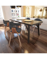 Chaises à manger lot de 4 gris foncé bois courbé et tissu | Mobilier & Déco