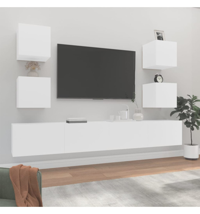 Ensemble de meubles TV 6 pcs Blanc Bois d'ingénierie | Mobilier & Déco