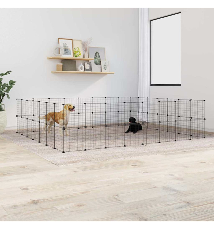 Cage animaux de compagnie à 60 panneaux et porte Noir 35x35 cm | Mobilier & Déco