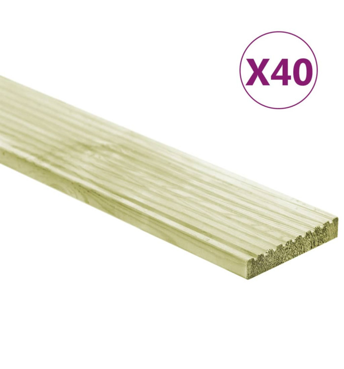 Panneaux de terrasse 40 pcs 5,8 m² 1 m Pin massif imprégné | Mobilier & Déco