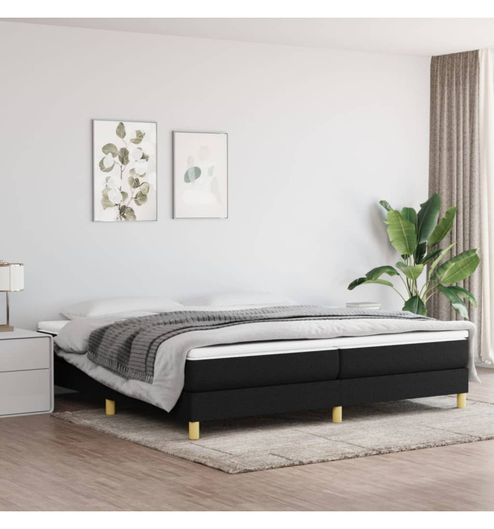 Sommier à lattes de lit avec matelas Noir 200x200 cm Tissu | Mobilier & Déco