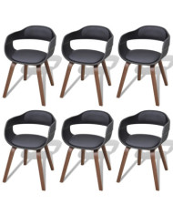 Chaises à manger lot de 6 noir bois courbé et similicuir | Mobilier & Déco