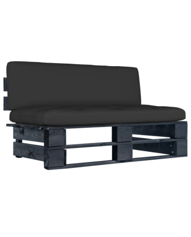 Canapé central palette de jardin noir bois de pin imprégné | Mobilier & Déco