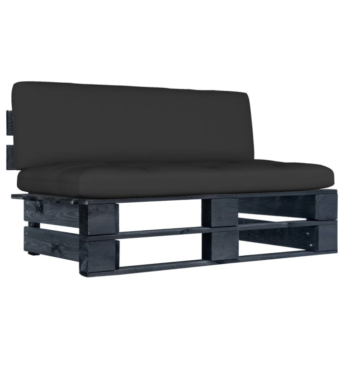 Canapé central palette de jardin noir bois de pin imprégné | Mobilier & Déco