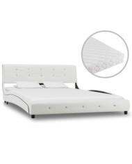 Lit avec matelas Blanc Similicuir 140x200 cm | Mobilier & Déco