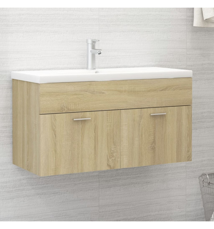 Armoire d'évier et lavabo intégré Chêne sonoma Bois ingénierie | Mobilier & Déco