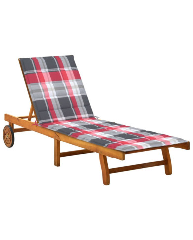 Chaise longue de jardin avec coussin Bois d'acacia solide | Mobilier & Déco