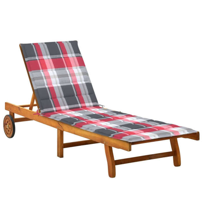 Chaise longue de jardin avec coussin Bois d'acacia solide | Mobilier & Déco