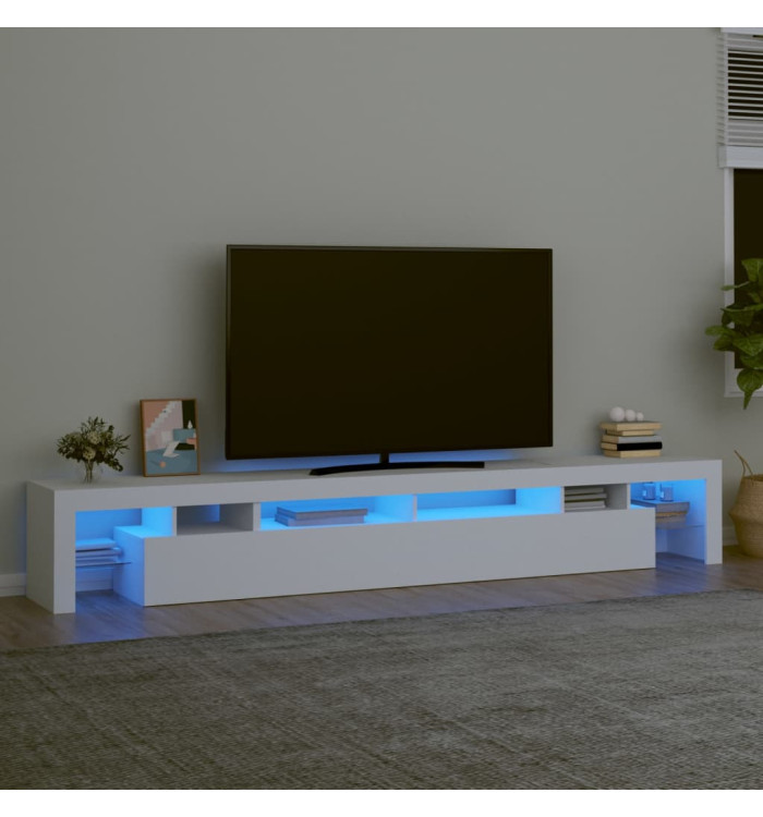 Meuble TV avec lumières LED Blanc 260x36,5x40 cm | Mobilier & Déco