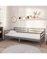 Lit de repos avec matelas 90x200 cm Gris Bois de pin massif | Mobilier & Déco