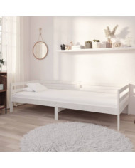 Lit de repos avec matelas 90x200 cm Blanc Bois de pin massif | Mobilier & Déco