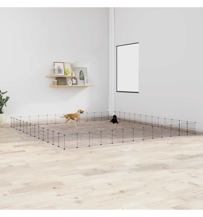 Cage animaux de compagnie à 52 panneaux et porte Noir 35x35 cm | Mobilier & Déco