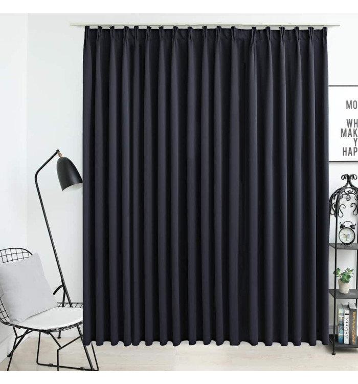 Rideau occultant avec crochets Noir 290x245 cm | Mobilier & Déco