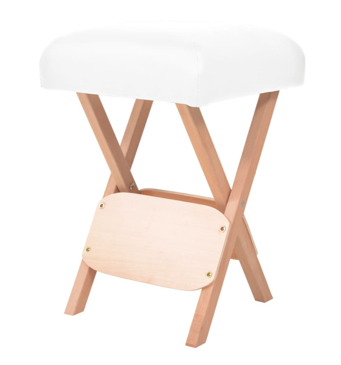 Tabouret de massage pliant avec siège 12 cm d'épaisseur Blanc | Mobilier & Déco