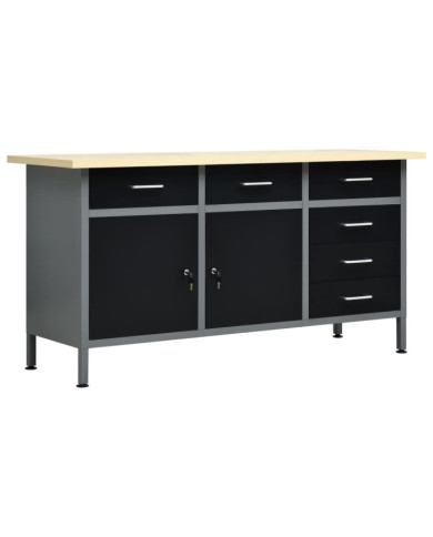 Établi Noir 160x60x85 cm Acier | Mobilier & Déco