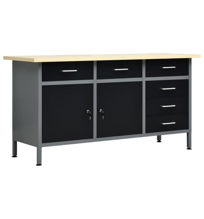 Établi Noir 160x60x85 cm Acier | Mobilier & Déco