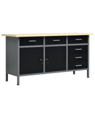 Établi Noir 160x60x85 cm Acier | Mobilier & Déco