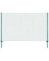 Clôture en grillage métallique avec poteaux Acier 25x1,5 m Vert | Mobilier & Déco