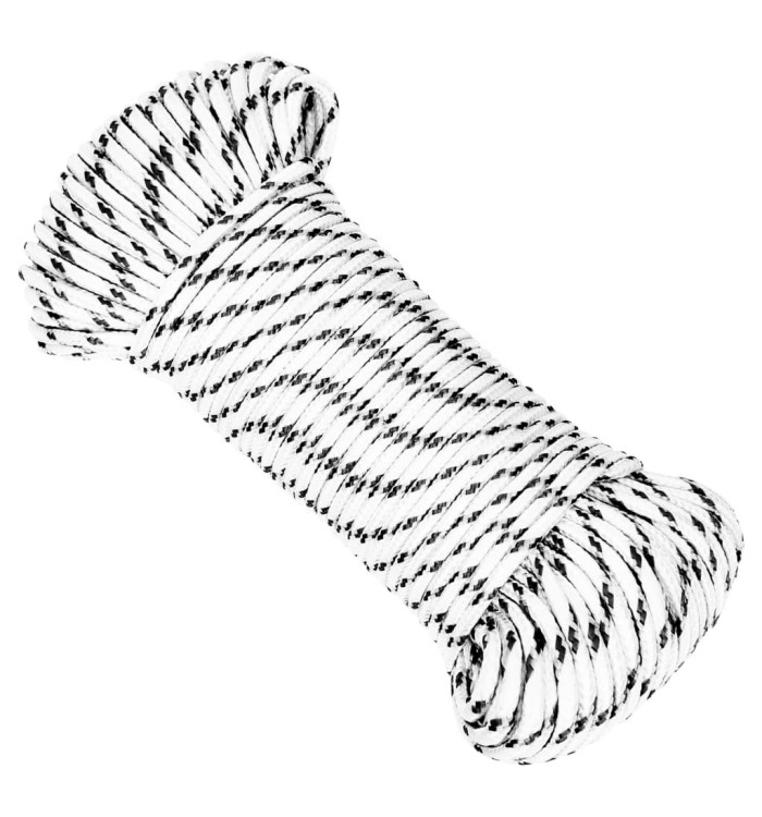 Corde de bateau tressé Blanc 3 mmx50 m Polyester | Mobilier & Déco