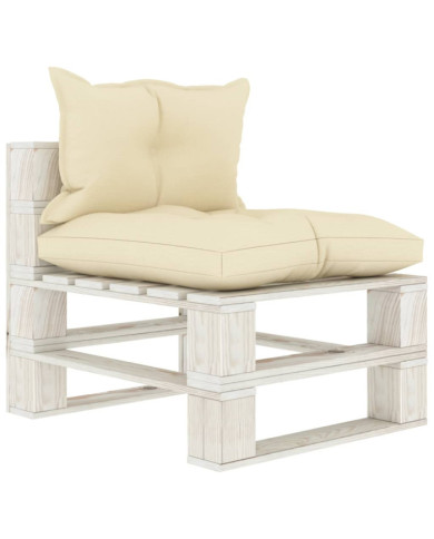 Canapé palette de milieu de jardin avec coussins crème Bois | Mobilier & Déco