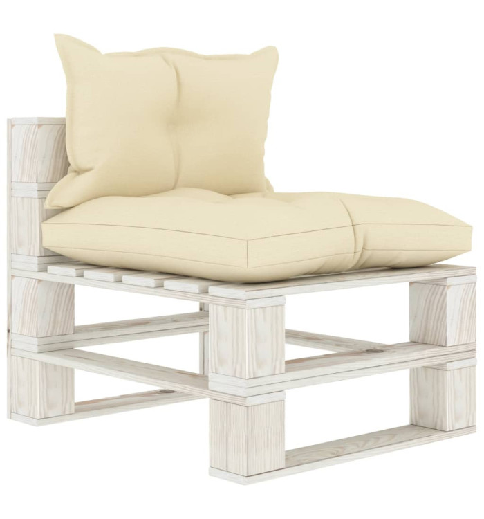 Canapé palette de milieu de jardin avec coussins crème Bois | Mobilier & Déco