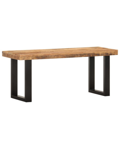 Banc 110 cm Bois de manguier brut massif et acier | Mobilier & Déco