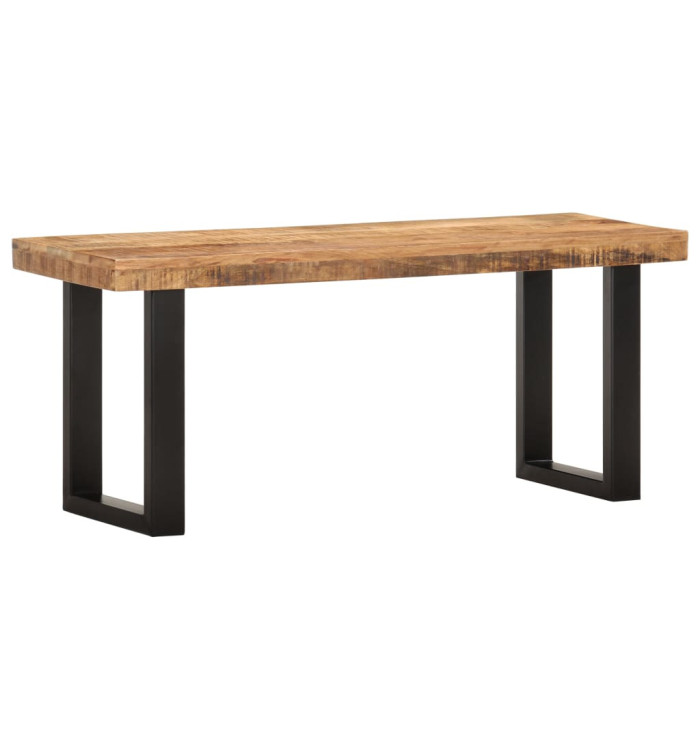 Banc 110 cm Bois de manguier brut massif et acier | Mobilier & Déco