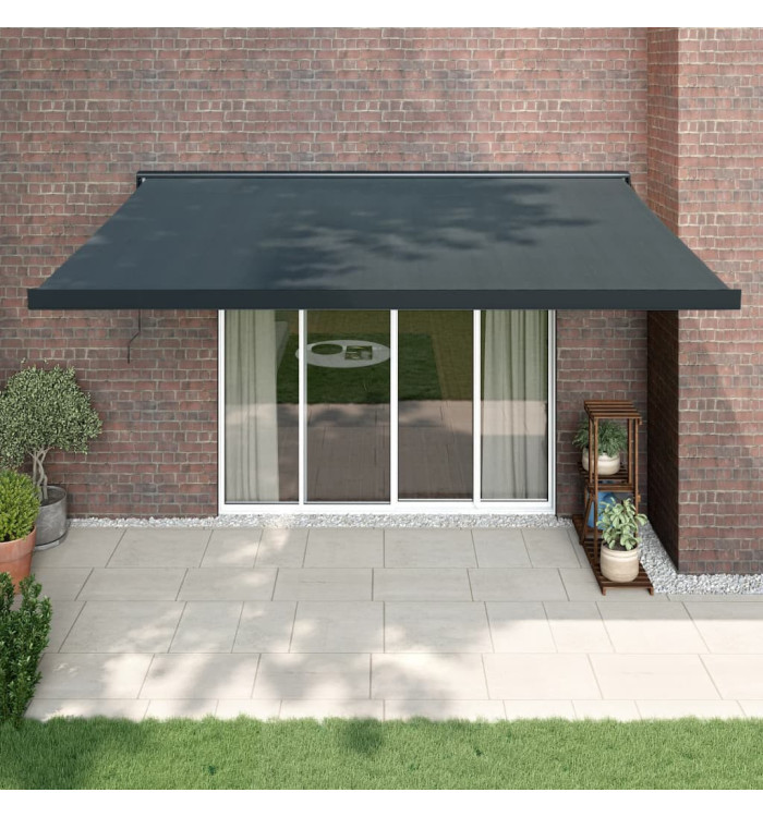 Auvent rétractable anthracite 4,5x3 m tissu et aluminium | Mobilier & Déco