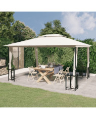 Tonnelle avec parois et toit double 3x4 m Crème | Mobilier & Déco