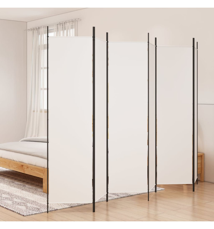 Cloison de séparation 6 panneaux Blanc 300x200 cm Tissu | Mobilier & Déco