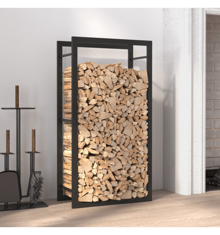 Portant de bois de chauffage Noir mat 50x28x94 cm Acier | Mobilier & Déco