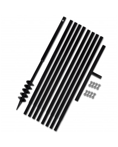 Tarière de sol avec manche 80 mm et tube d'extension 9 m Acier | Mobilier & Déco